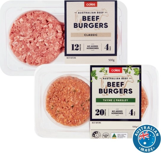 Coles Classic Burgers 400g-500g