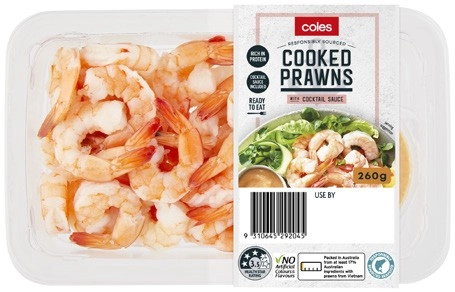 Coles Cooked Prawns with Cocktail Sauce 260g