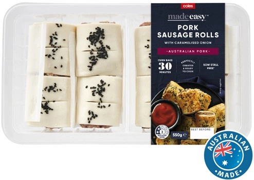 Coles Made Easy Pork Sausage Rolls with Caramelised Onion 550g