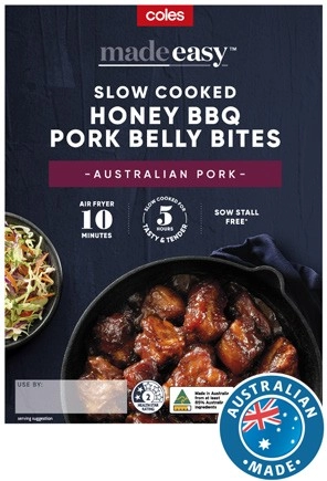 Coles Made Easy Slow Cooked Pork Belly Bites in BBQ Honey 500g