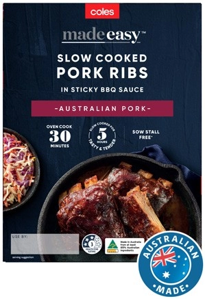 Coles Made Easy Slow Cooked Pork Ribs in BBQ Sauce 650g