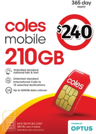 Coles Mobile $240 Prepaid SIM