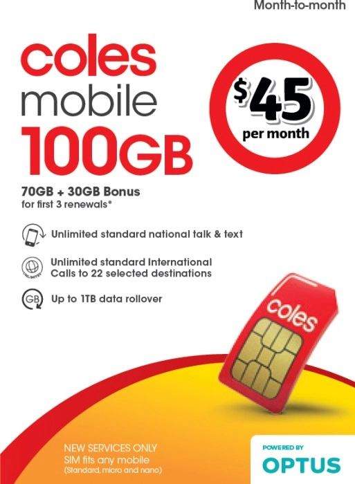 Coles Mobile $45 Month-to- Month SIM