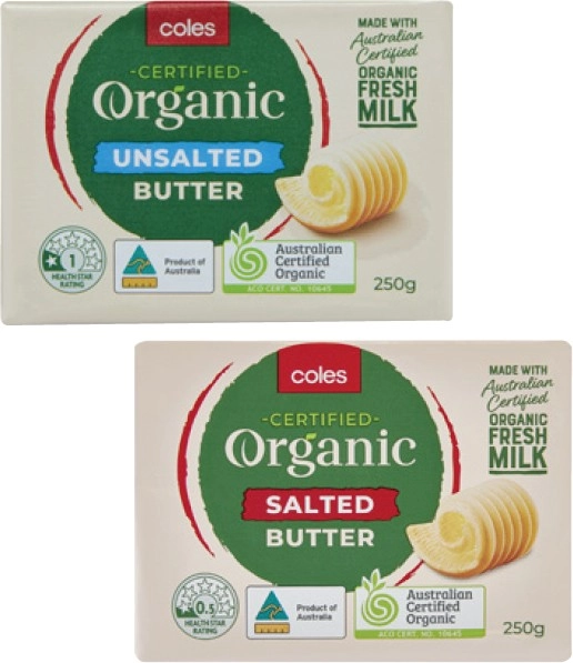 Coles Organic Butter 250g