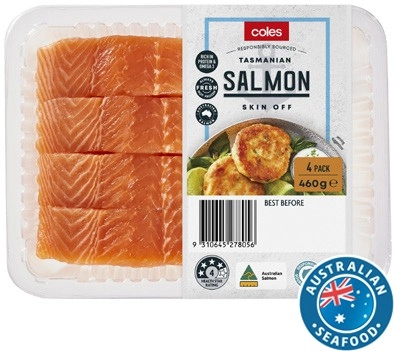 Coles Tasmanian Salmon Portions Skin Off 4 Pack 460g