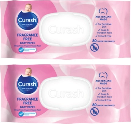 Curash Fragrance Free Baby Wipes 80 Pack