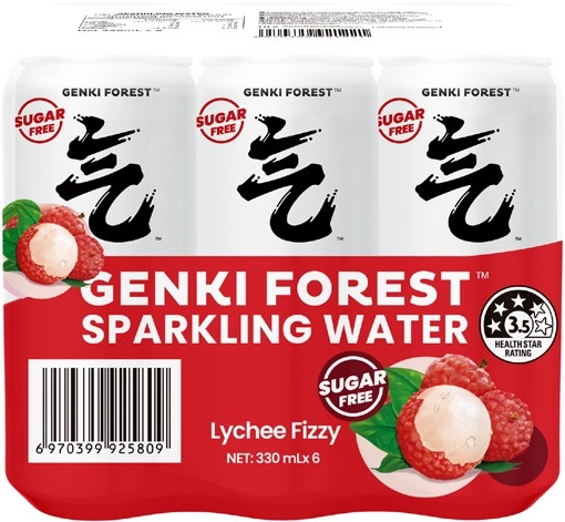 Genki Forest Sparkling Water Lychee 6x330mL