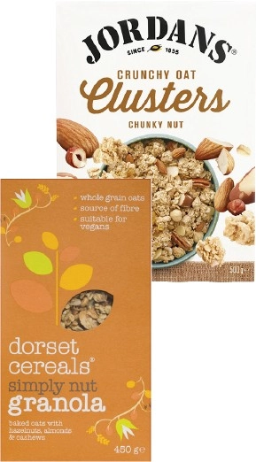 Jordans Granola or Oat Clusters 500g-750g or Dorset Granola or Muesli 450g