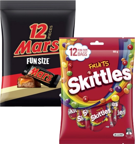 Mars Funsize 132g-192g or Skittles Funsize 180g