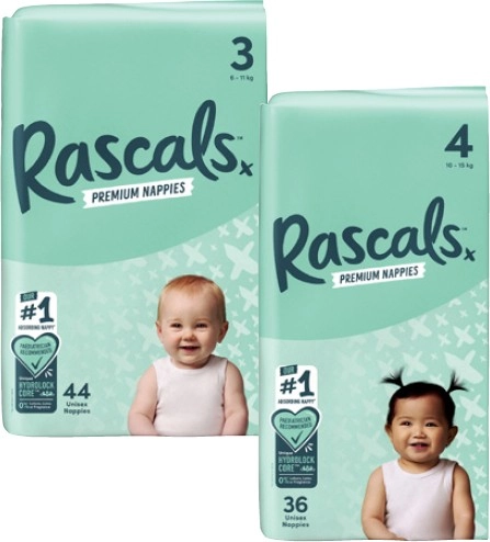 Rascals Premium Nappies 26 Pack-54 Pack