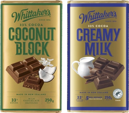 Whittaker's Block Chocolate 200g-250g