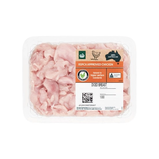 Australian Fresh RSPCA Approved Chicken Breast Diced 1 kg