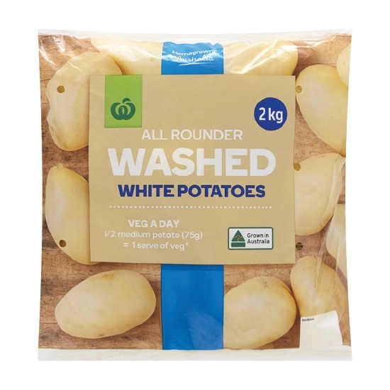 Australian Washed White Potatoes 2 kg Pack