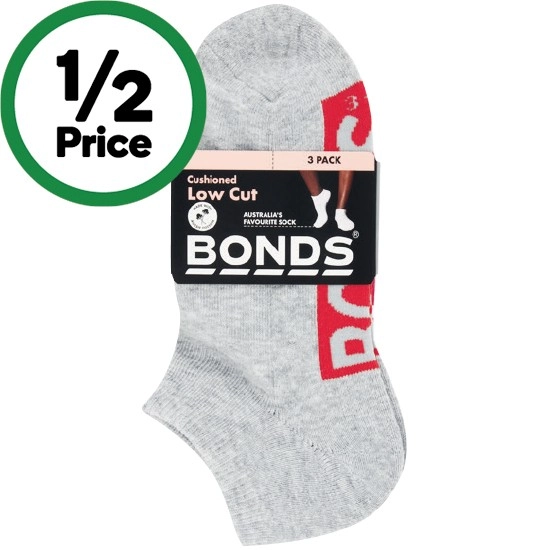 Bonds Women’s Logo Low Cut Socks Assorted Pk 3