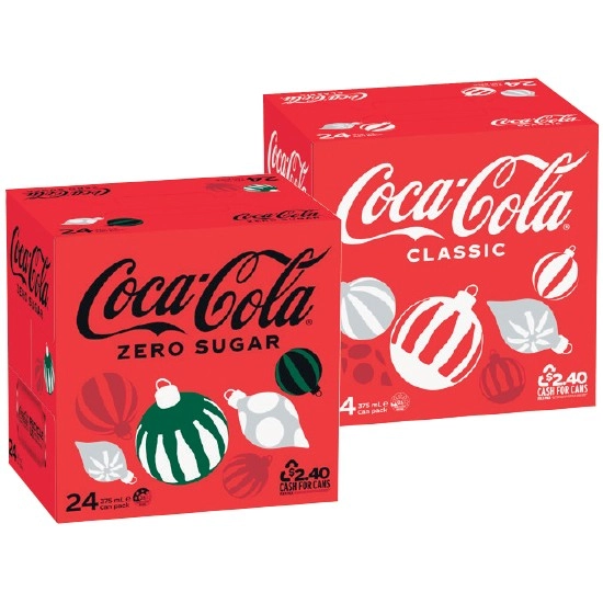 Coca-Cola Classic, Zero Sugar or Diet Soft Drink Varieties 24 x 375ml