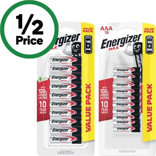 Energizer Max Batteries AA or AAA Pk 16