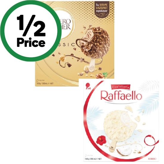 Ferrero or Raffaello Frozen Dessert 280ml Pk 4 – From the Freezer