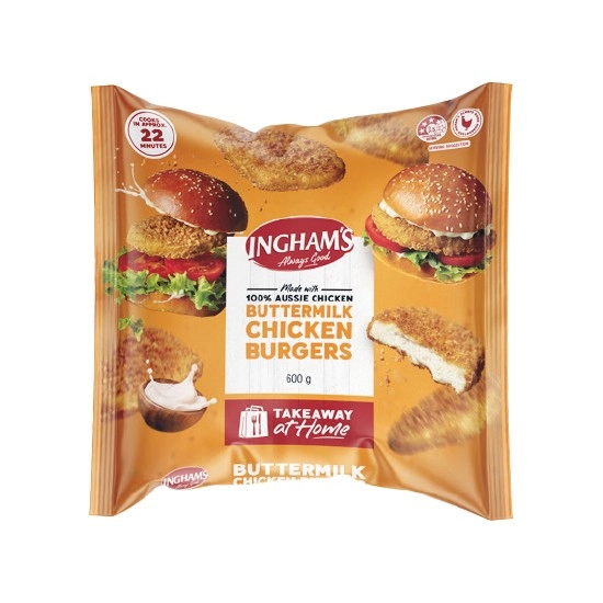 Ingham’s Original or Spicy Buttermilk Chicken Burgers 600g