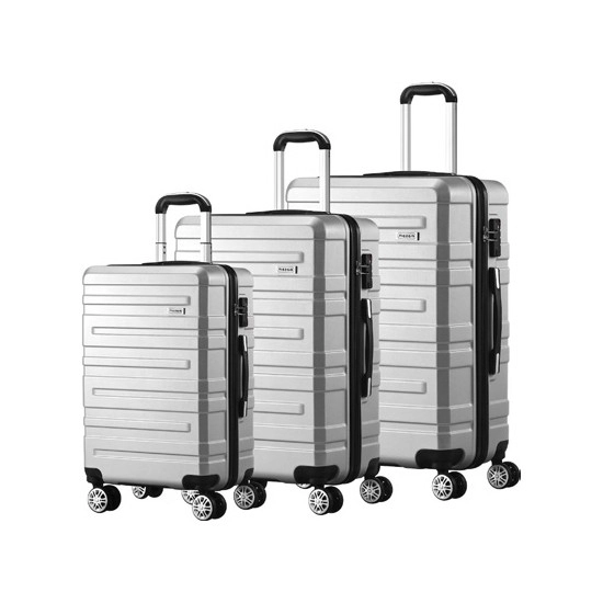 Mazam 3 Piece Luggage Suitcase Trolley Set – Silver