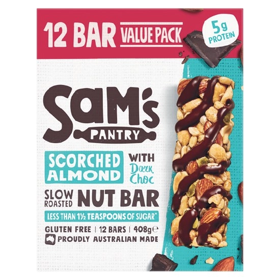 Sam’s Pantry Scorched Almond with Dark Chocolate Nut Bars 408g Pk 12