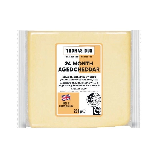 Thomas Dux Aged Cheddar 24 Months 200g – From the Deli