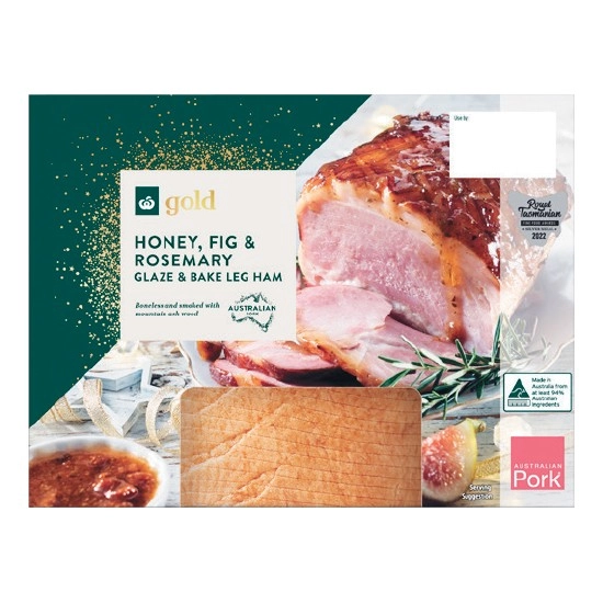 Woolworths Glaze & Bake Leg Ham with Fig & Honey Glaze 840g