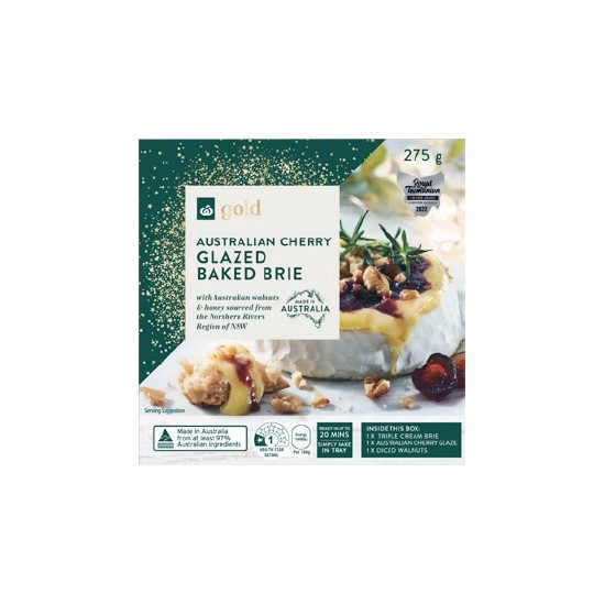 Woolworths Gold Baked Brie with Cherry Spiced Glaze & Walnuts 275g – From the Deli