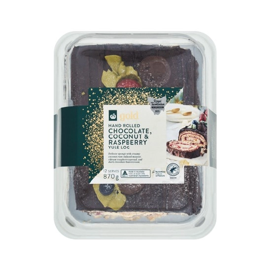 Woolworths Gold Choc Coconut & Raspberry Yule Log 870g