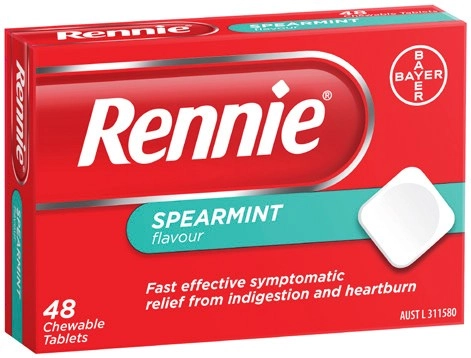 Rennie Spearmint Flavour Indigestion & Heartburn Tablets 48 Pack*