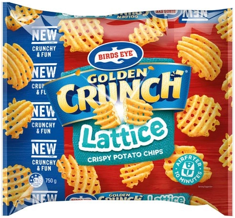 Birds Eye Golden Crunch Lattice or Sidewinders Potato Chips 750g