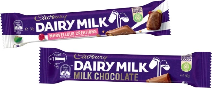 Cadbury Medium Bars 30‑50g, Rolls 40‑55g, Toblerone or Turkish Delight 50g Selected Varieties