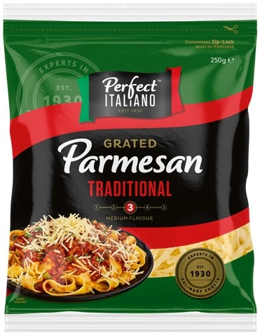 Perfect Italiano Grated Traditional Parmesan 250g