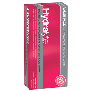 Hydralyte Strawberry Kiwi Flavoured Effervescent Electrolyte 40 Effervescent Tablets