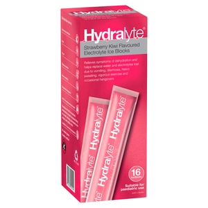 Hydralyte Strawberry Kiwi Flavoured Electrolyte Ice Blocks 16 Pack