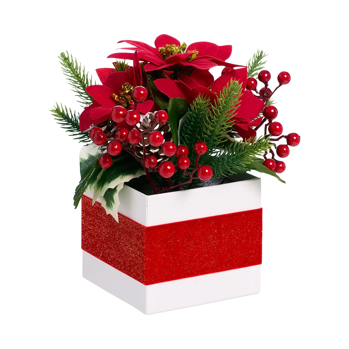 Christmas Potted Faux Poinsettia Large Assorted