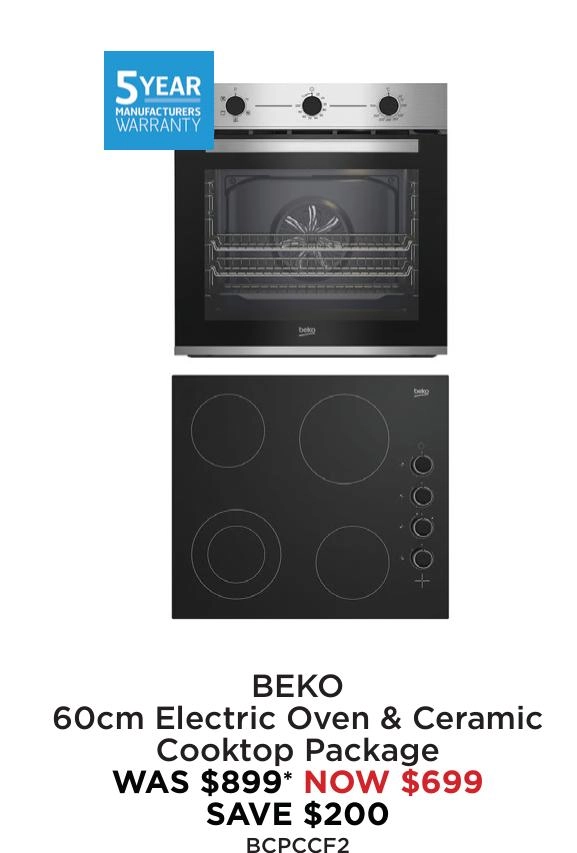 BEKO 60cm Electric Oven & Ceramic Cooktop Package