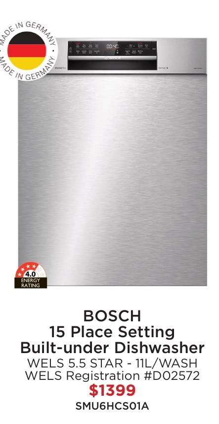 Bosch 15 Place Setting Built-Under Dishwasher