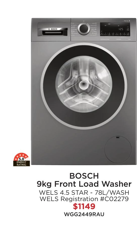 Bosch 9kg Front Load Washer