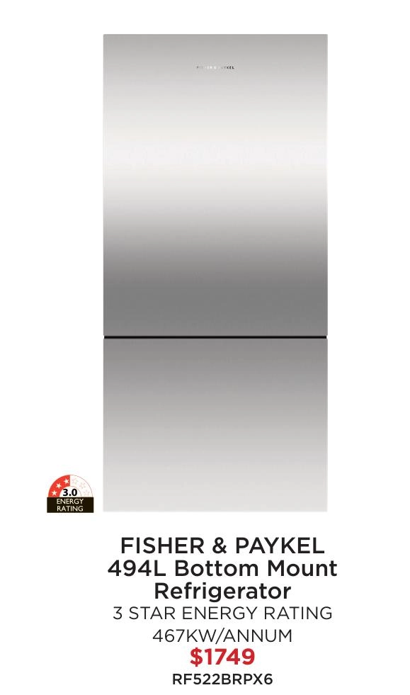 Fisher & Paykel 494L Bottom Mount Refrigerator