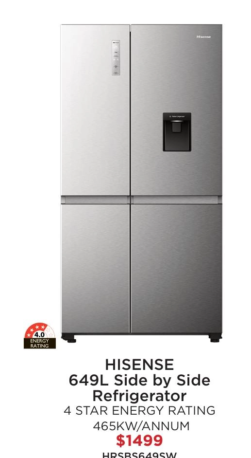 Hisense 649L Side by Side Refrigerator