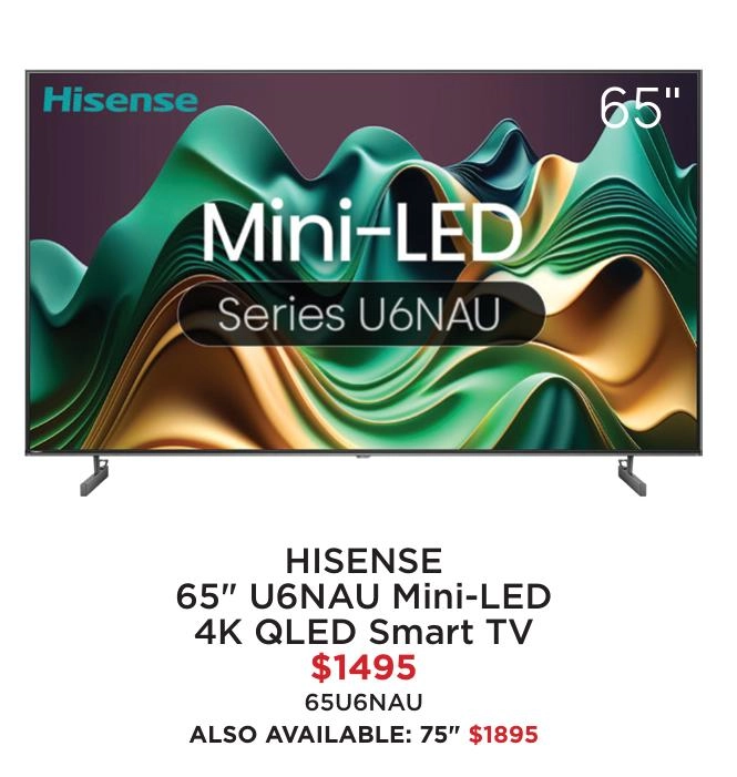 Hisense 65" U6NAU Mini-LED 4K QLED Smart TV