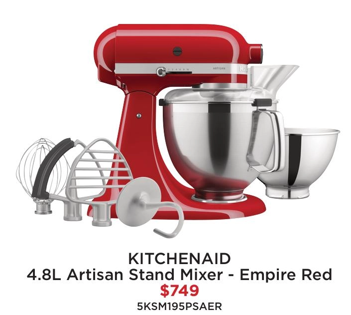 Kitchenaid 4.8L Artisan Stand Mixer - Empire Red