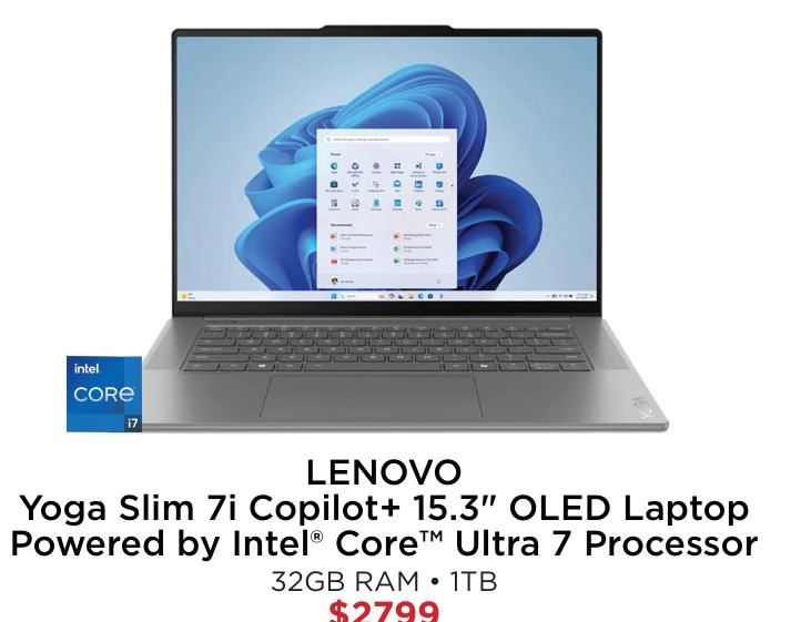 Lenovo Yoga Slim 7i Copilot+ 15.3" OLED Laptop Powered by Intel® Core™ Ultra 7 Processor