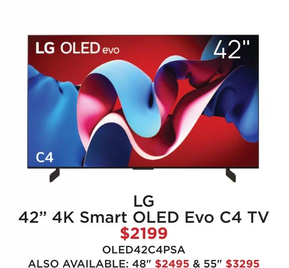 LG 42” 4K Smart OLED Evo C4 TV