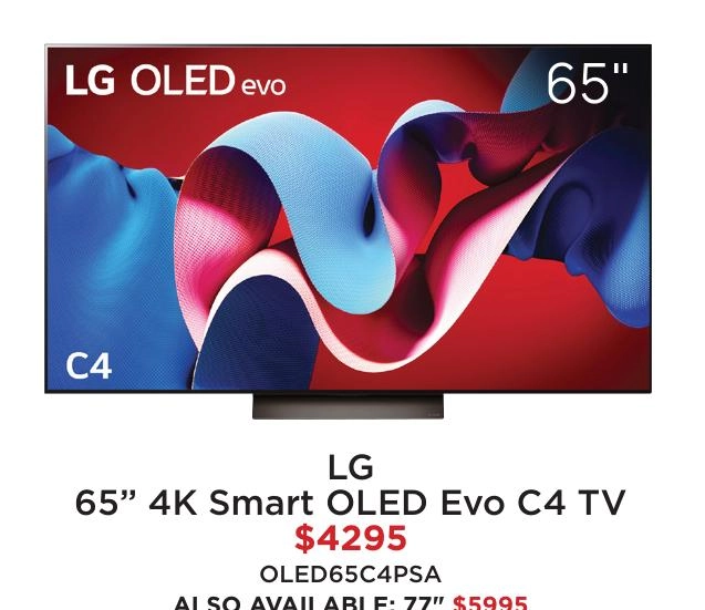 LG 65” 4K Smart OLED Evo C4 TV