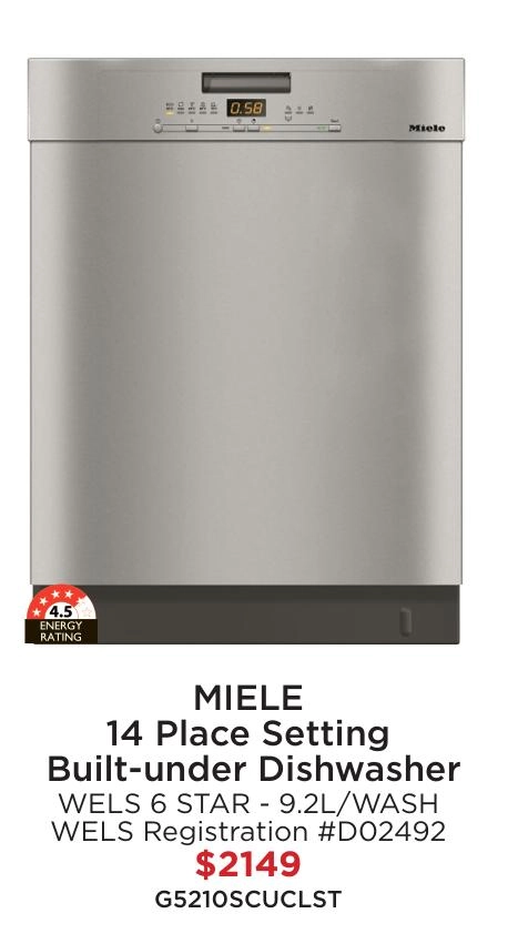 Miele 14 Place Setting Built-Under Dishwasher