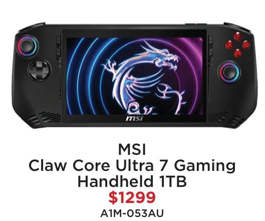 MSI Claw Core Ultra 7 Gaming Handheld 1TB