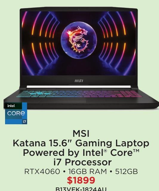 MSI Katana 15.6" Gaming Laptop Powered by Intel® Core™ i7 Processor