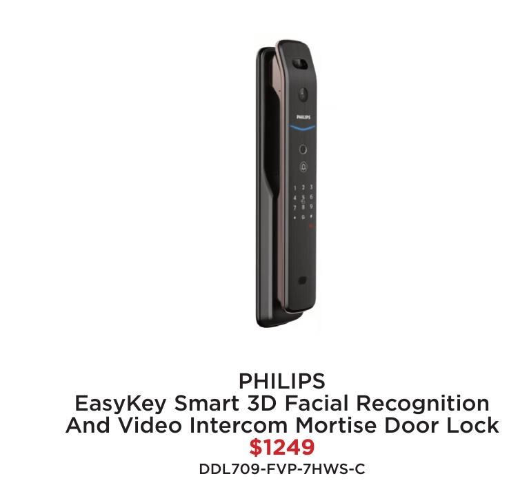 Philips Easykey Smart 3D Facial Recognition and Video Intercom Mortise Door Lock