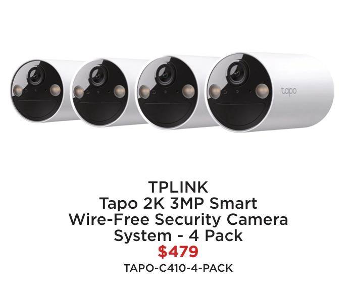 TP-Link Tapo 2K 3MP Smart Wire-Free Security Camera System - 4 Pack